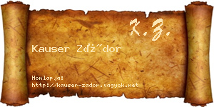 Kauser Zádor névjegykártya